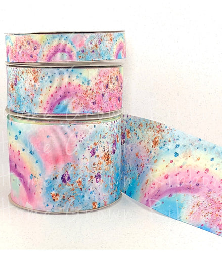 Chunky Glitter Double Sided Grosgrain Ribbon 7/8 Inch - 1.5 Inch - 3 Inch - Double Faced Heat Transfer