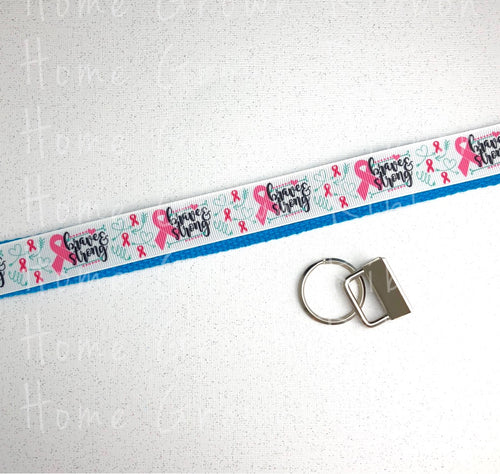 Breast Cancer Awareness - Brave & Strong on White Key Fob Kit - Multiple Colors Available