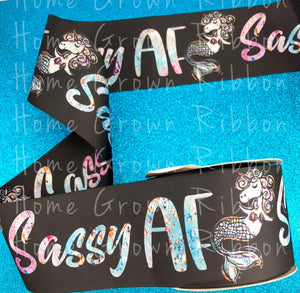 Sassy AF Double Faced USDR Grosgrain Ribbon Black 7/8 Inch - 1.5 Inch - 3 Inch - Sassy Collection