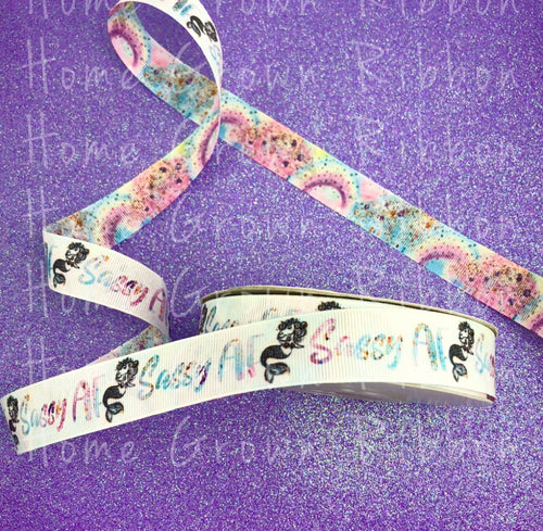 Sassy AF Double Faced USDR Grosgrain Ribbon White 7/8 Inch - Sassy Collection