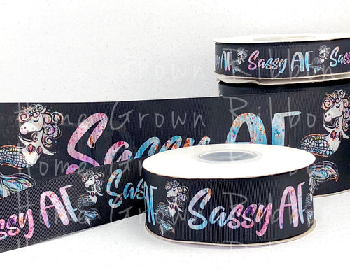 Sassy AF Double Faced USDR Grosgrain Ribbon Black 7/8 Inch - 1.5 Inch - 3 Inch - Sassy Collection