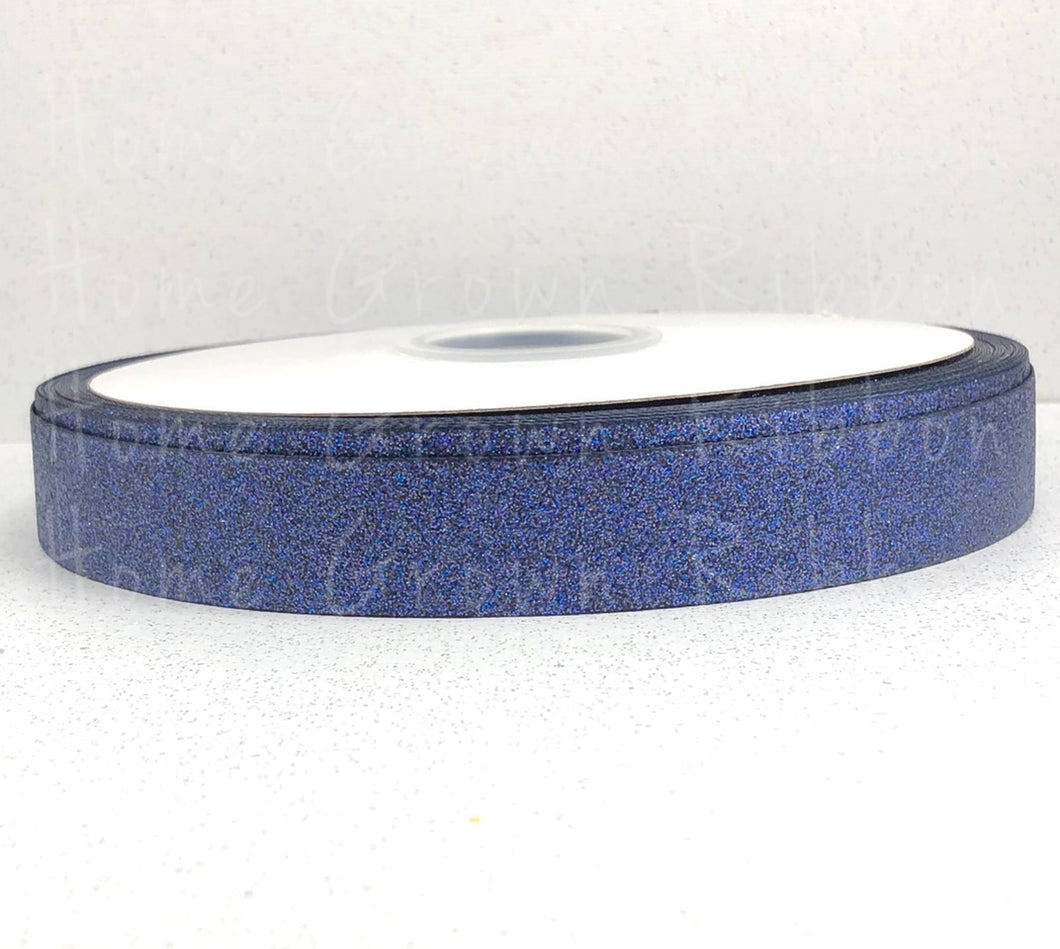 Navy Glitter Ribbon - 3 Inch - 1.5 Inch - 7/8 Inch - 3/8 Inch