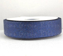 Load image into Gallery viewer, Navy Glitter Ribbon - 3 Inch - 1.5 Inch - 7/8 Inch - 3/8 Inch