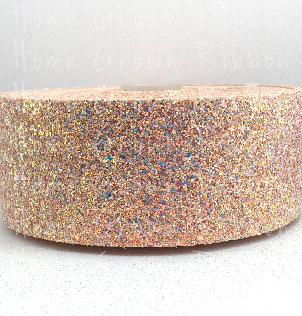 Chunky Glitter Ribbon 3 Inch Peach