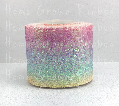 Pastel Rainbow Chunky Glitter Ribbon - 3 Inch