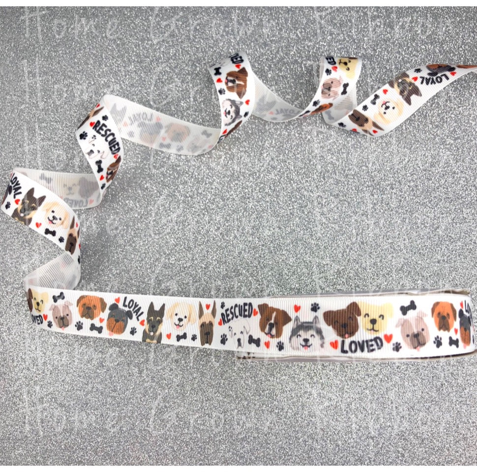Rescued, Loved, Loyal - Large Breeds Dog USDR Grosgrain Ribbon 7/8