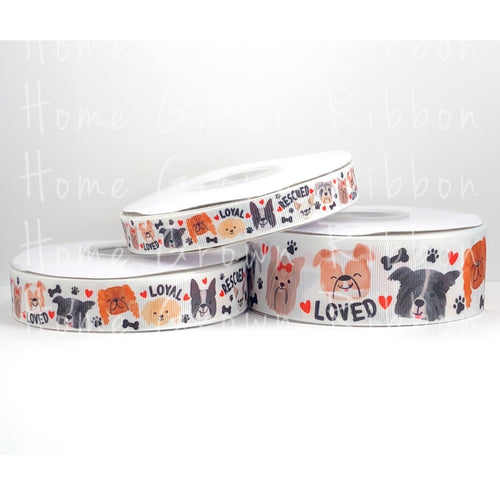 Rescued, Loved, Loyal - Small Breeds Dog USDR Grosgrain Ribbon 5/8