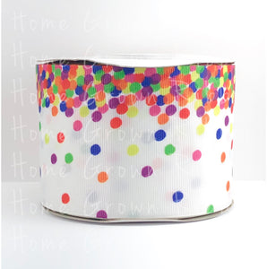Rainbow Confetti Splatter USDR Ribbon Birthday 3 Inch