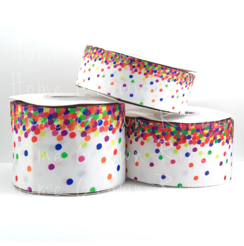 Rainbow Confetti Splatter USDR Ribbon Birthday