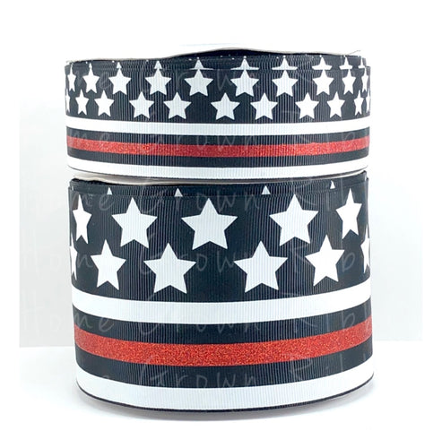 Thin Red Line Glitter Firefighter Support Ribbon