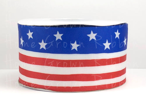 Stars and Stripes Navy and Red American Flag Ribbon - USDR - 2.25 Inch