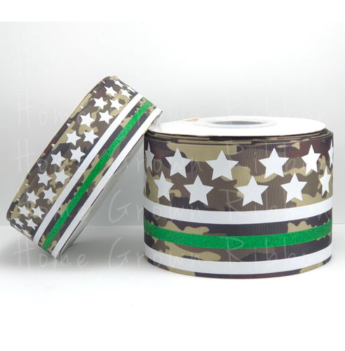 Thin Green Line Military Support Camo USDR Ribbon - 1.5