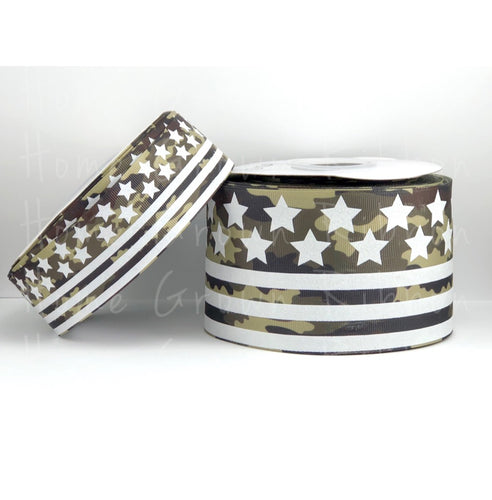 Stars and Stripes Military Support Camo USDR Ribbon - 1.5