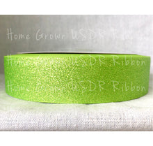 Load image into Gallery viewer, Apple Green Glitter Ribbon - 1.5&quot; - 7/8&quot; - 3/8&quot;