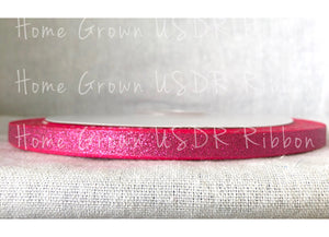 Shocking Pink Glitter Ribbon - 3" - 1.5" - 7/8" - 3/8"