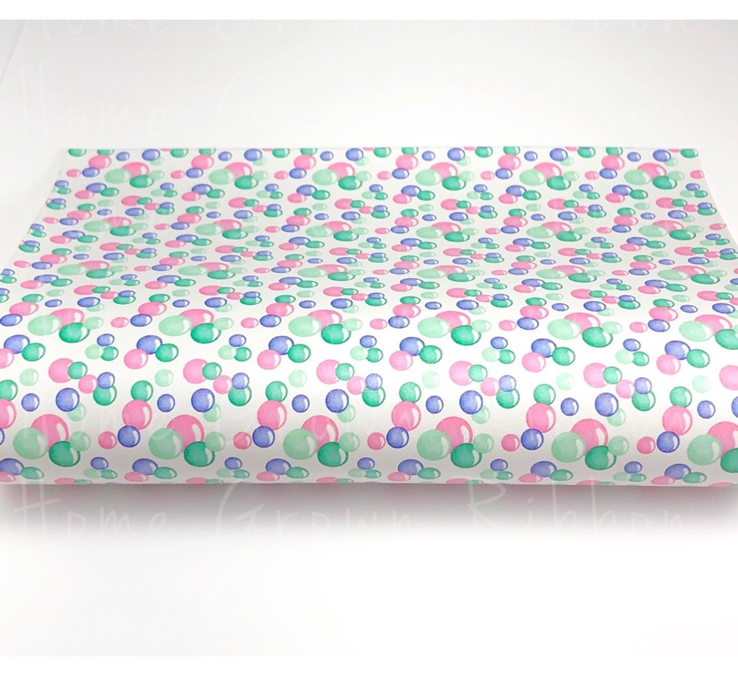 Bubbles Faux Leather Shets Pin Green Blue Bubbles Vinyl Sheet