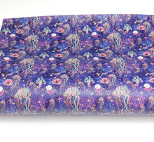 Load image into Gallery viewer, Jellyfish on Blue Faux Leather Sheet