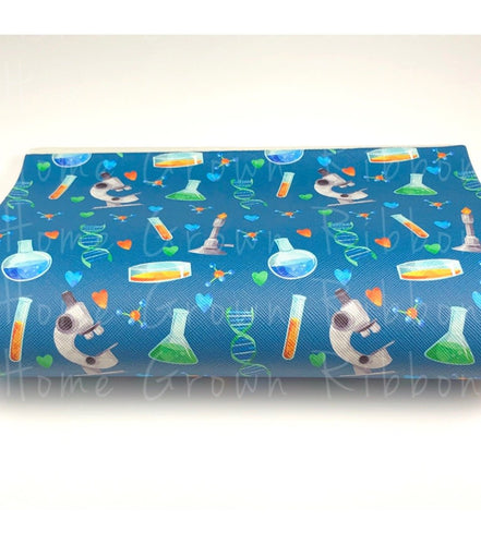 Science Lab Chemistry Biology Microscope DNA Petri Dish Faux Leather Sheet