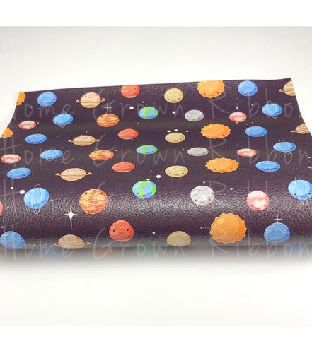 Solor System Planets Sun Faux Leather Vinyl Sheet