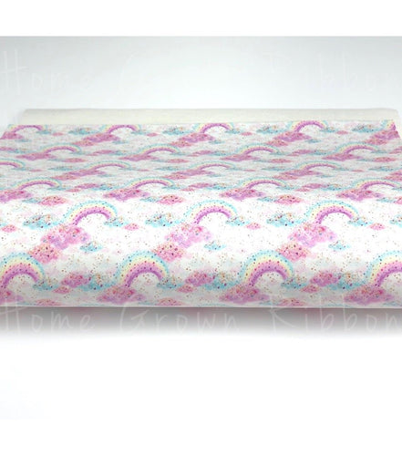 Chunky Glitter Rainbow Clouds Faux Leather Sheets