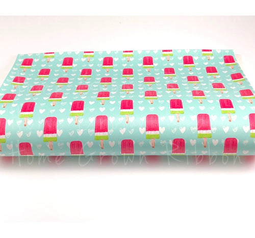 Watermelon Popsicle Faux Leather Vinyl Sheet