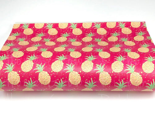 Pineapples on Pink Faux Leather Sheets