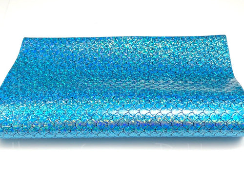 Hot Pink Laser Foil Mermaid Scales Faux Leather Vinyl Sheets A4 Size