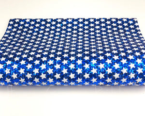 Chunky Glitter Stars Blue American Flag Glitter Leather Sheet