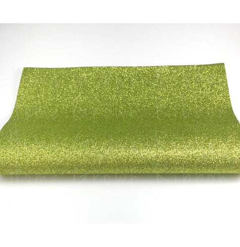 Apple Green Fine Glitter Faux Leather Sheet Size A4