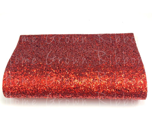 Red Chunky Glitter Faux Leather Sheet Size A4