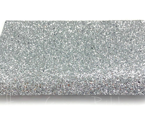 Silver Chunky Glitter Faux Leather Sheet Size A4