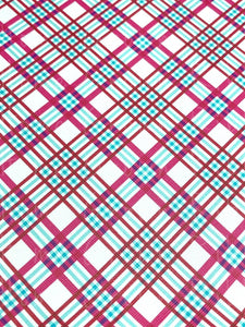 Plaid Blue Pink Faux Leather Sheet
