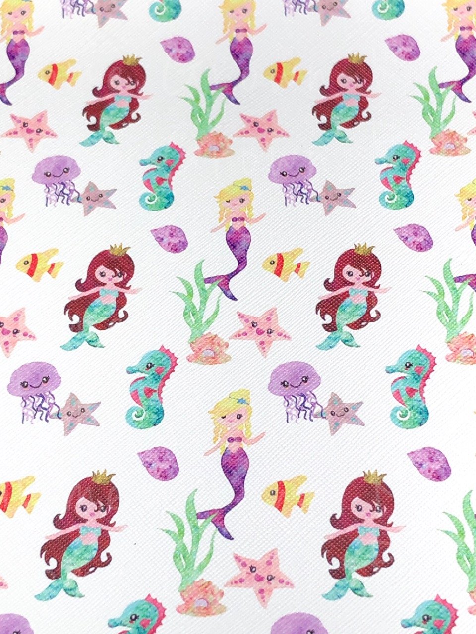 Mermaids Sea Creatures Seahorses Jelly fish Faux Leather Sheets
