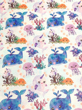 Load image into Gallery viewer, Ocean Creatures Watercolor Faux Leather Sheets