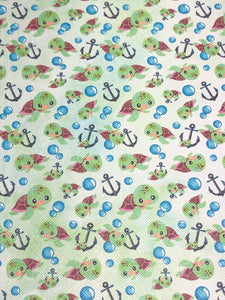 Turtles Watercolor Faux Leather Sheets