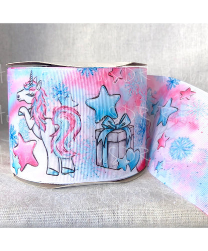 Unicorn Winter Gifts USDR Double Faced Grosgrain Christmas Ribbon 7/8