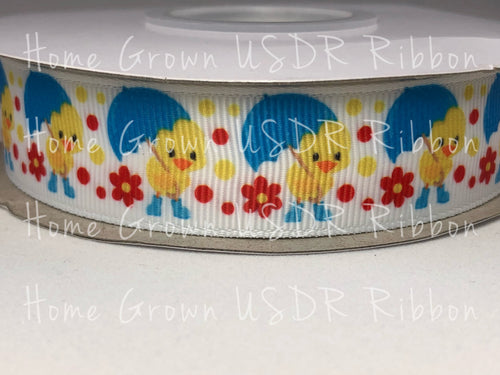 Rainy Day Duck 7/8 Inch Grosgrain Ribbon
