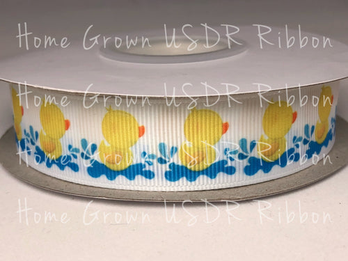 Rubber Ducky 7/8 Inch Grosgrain Ribbon