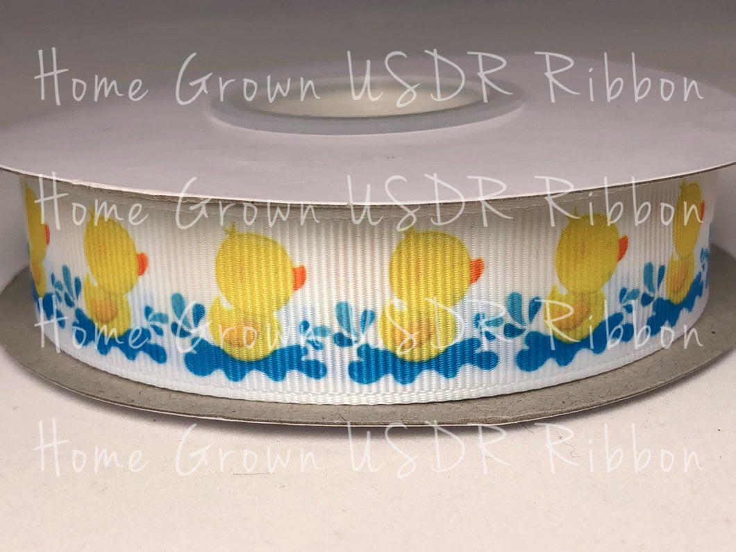 Rubber Ducky 7/8 Inch Grosgrain Ribbon