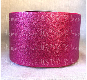 Shocking Pink Glitter Ribbon - 3" - 1.5" - 7/8" - 3/8"