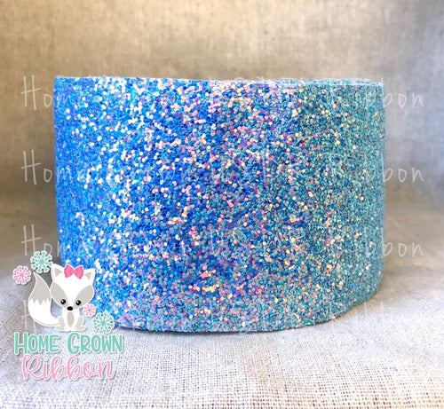 Chunky Glitter Ribbon 3 Inch Blue