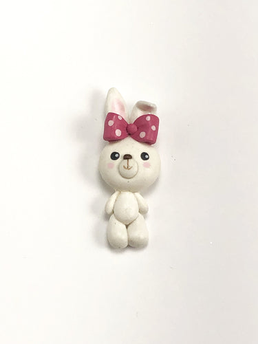 Bunny with Dark Pink Bow Clay