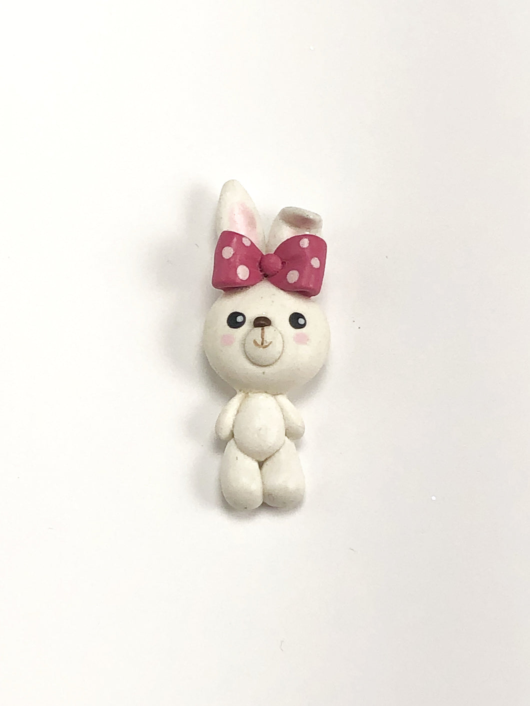 Bunny with Dark Pink Bow Clay