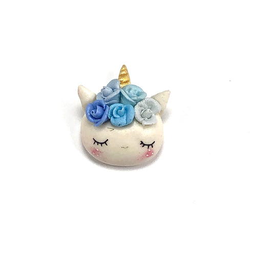 Unicorn with Flowers - Blue