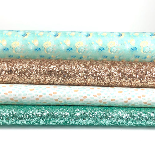 Mint Floral Glitter Sheet Bundle