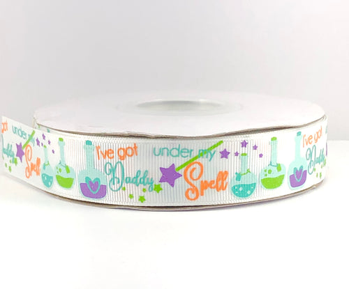 I've Got Daddy Under My Spell USDR Halloween Ribbon - 7/8 Inch