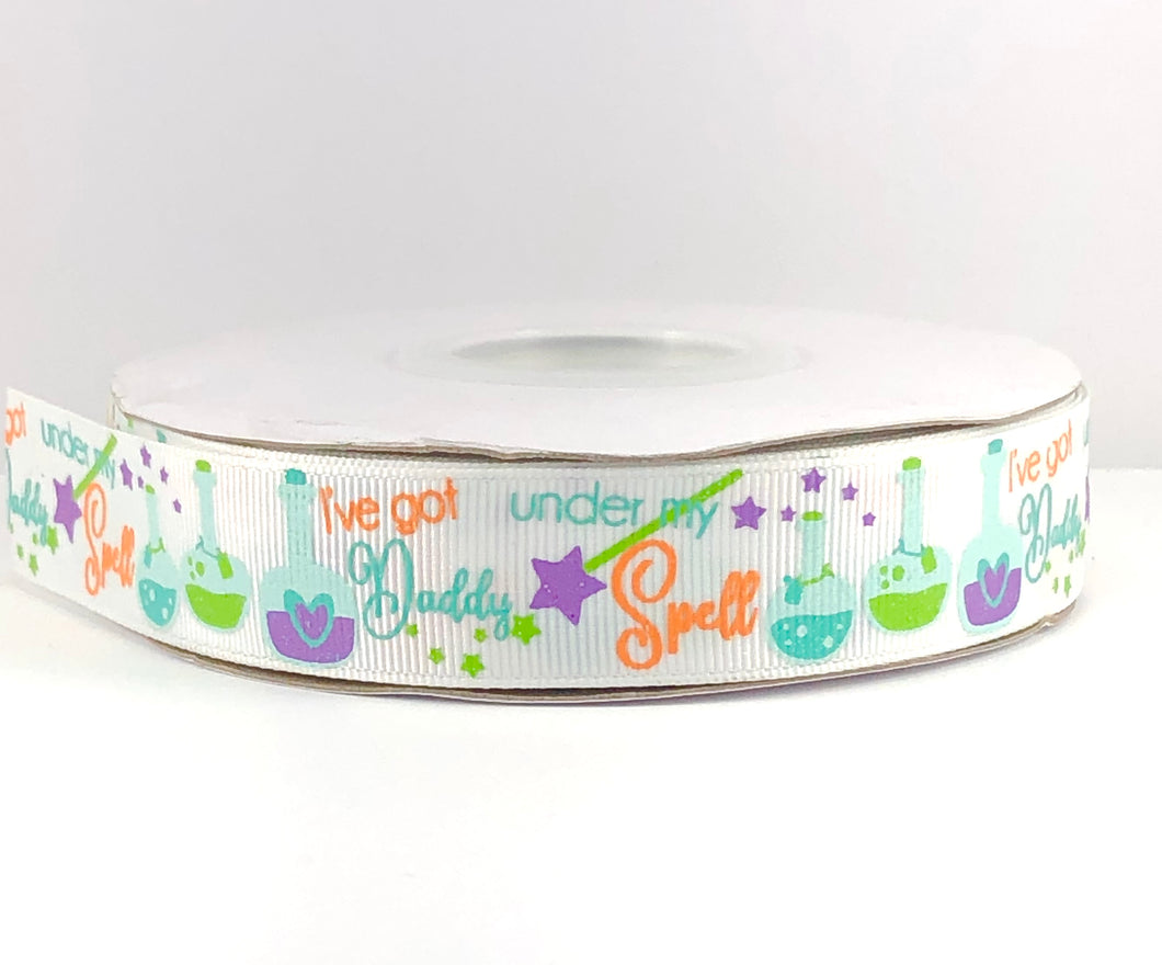 I've Got Daddy Under My Spell USDR Halloween Ribbon - 7/8 Inch