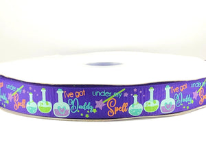 I've Got Daddy Under My Spell USDR Halloween Ribbon - 7/8 Inch