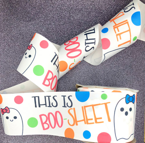 Boo Sheet Ghosts USDR Halloween Ribbon - 3 Inch