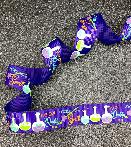 I've Got Daddy Under My Spell USDR Halloween Ribbon - 7/8 Inch